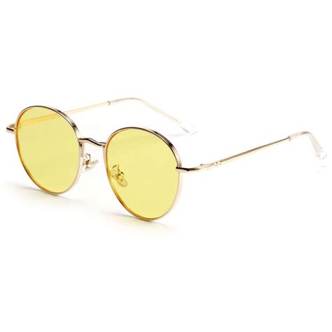 yellow round sunglasses|clear frame yellow lens sunglasses.